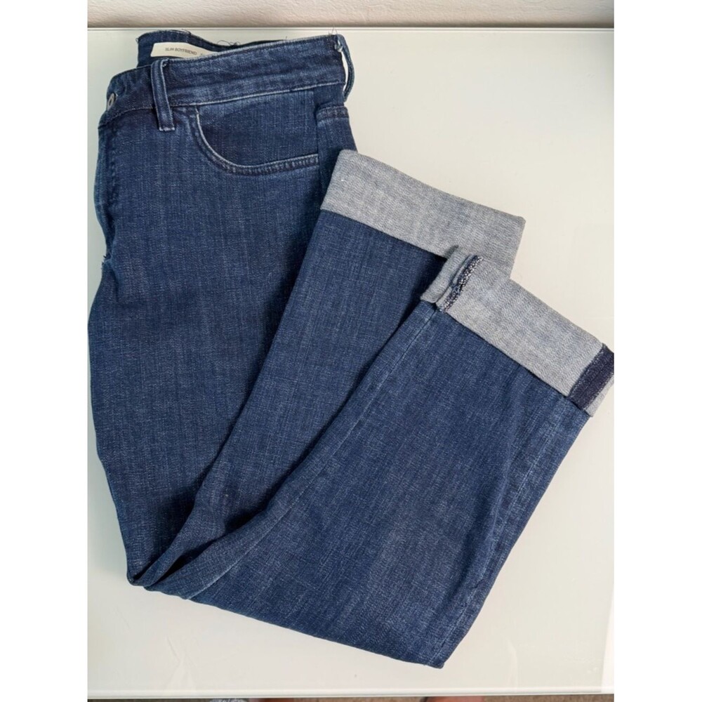Anthropologie Pilcro Sequin Floral Embroidered Slim Boyfriend Jeans 28 Crop - Picture 14 of 16